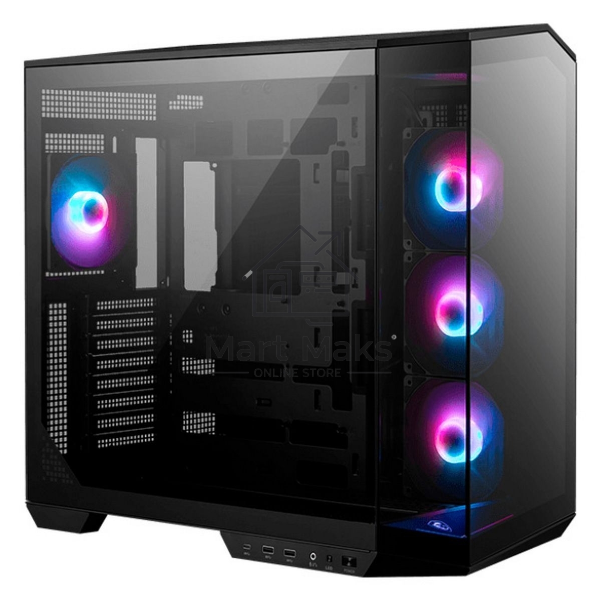 Компьютерный корпус MSI MAG Pano 100R PZ, Mid Tower, ATX, 2xUSB 3.2 Gen 1, 1xUSB 3.2 Gen2 Type-C, 3x120mm ARGB Reverse Blade Fan, 1x120mm ARGB Fan, ARGB+PWM Control Board,Tempered Glass Window, Brown Box