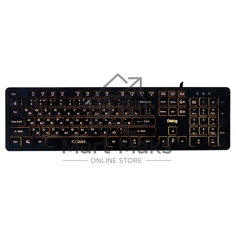 Клавиатура Dialog Katana KK-ML17U BLACK - Multimedia, с янтарной подсветкой клавиш, USB, черная