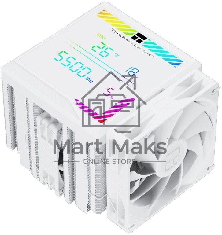 Кулер для процессора CPU Cooler Thermalright Peerless Assassin 140 Digital White (4-pin PWM, 165mm, Ni/Cu, 6x6mm, 1x120mm + 1x140mm, 82.CFM, 29.6dBA, 1850RPM, S: 1200, 1700, 1851, 115X, 2011, 2066, AM4, AM5, white)