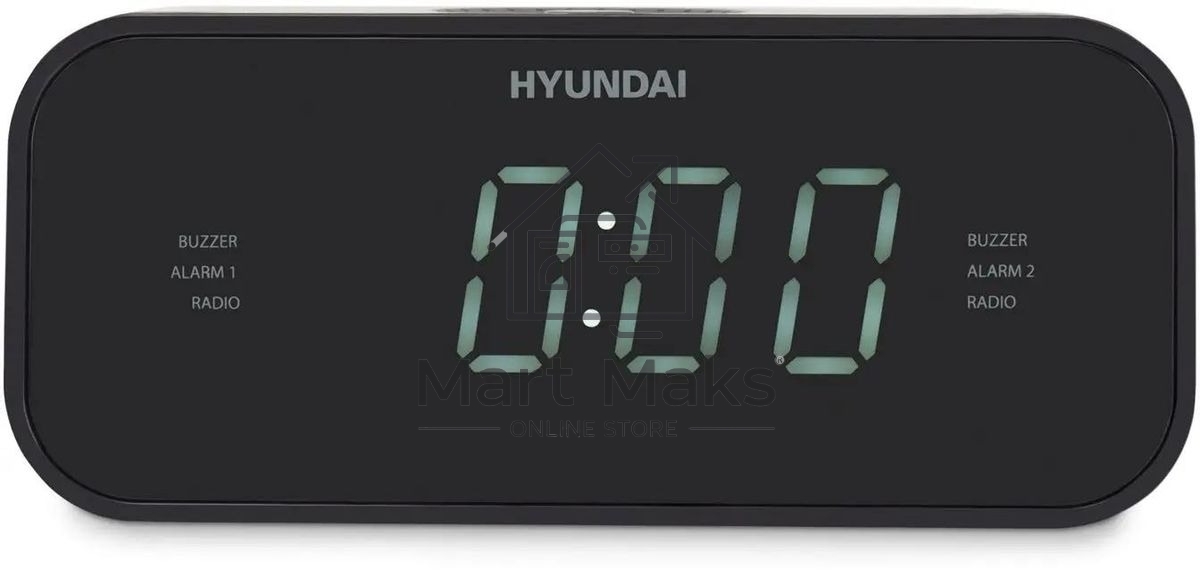 Радиобудильник Hyundai H-RCL221 черный LCD подсв:белый часы:цифровые FM