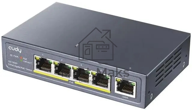 Коммутатор Cudy GS1005P (L2) 5x1Гбит/с 5PoE 60W неуправляемый