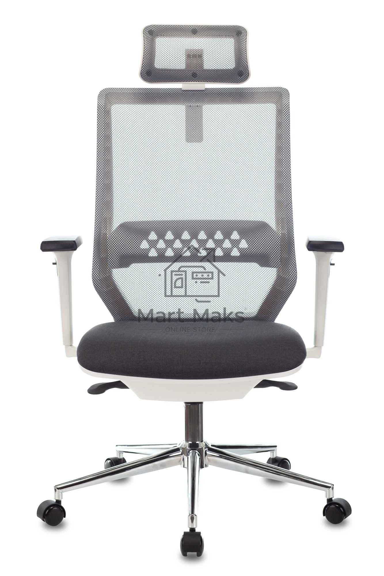Кресло руководителя Бюрократ MC-W612N-H темно-серый TW-04 38-417 с подголов. крестовина металл хром, пластик белый