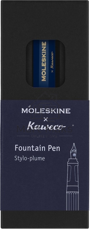Ручка перьевая Moleskine Kaweco (KAWFOUNTPENMBLUE) синий M сталь нержавеющая/позолота, синие чернила, подарочная коробка