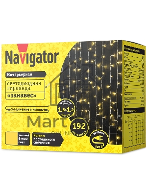 Гирлянда Navigator NGF-C01-192WW-10-1.5x1.2m-230-TR-IP20