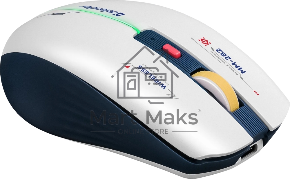Мышь беспроводная Defender Dila MM-282 белый/синий, 1800 dpi, радиоканал, USB, кнопки - 6
