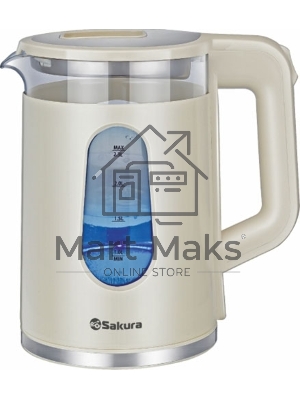 Чайник электрический Sakura SA-2735W 2,0л,стекло/пластик,белый