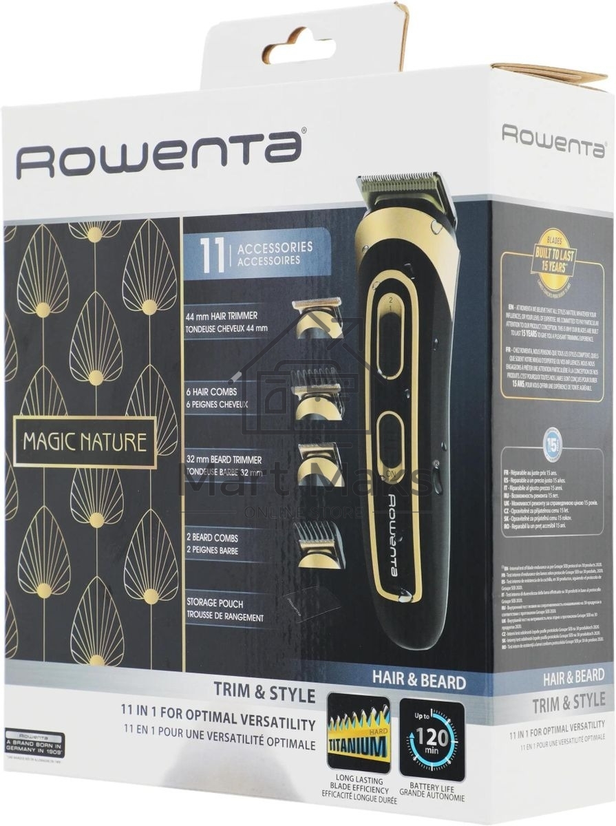 Триммер Rowenta TN9118F0 черный/золотистый (насадок в компл:9шт)