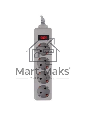 Сетевой фильтр Buro 400SL-1-G 1.5 м, 4 розетки, серый (пакет ПЭ)