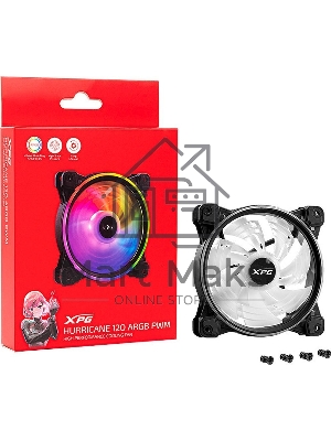 Вентилятор для корпуса ADATA XPG HURRICANE 120 PWM ARGb черный, 120 мм, пластик, 2000 об/мин, 18.17 дБ, 4 pin