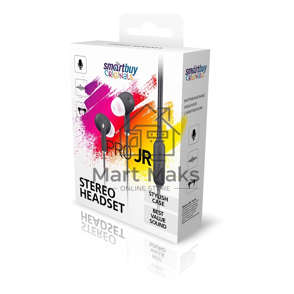 Внутриканальная гарнитура Smartbuy Pro JR, черная (SBH-105-BL)/50