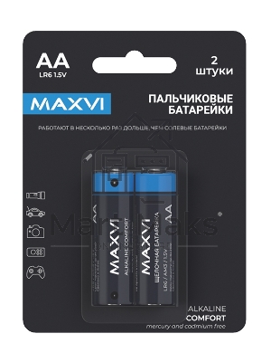 Щелочная батарейка Maxvi MBLR6CF2, COMFORT, AA, alkaline, 2 шт.