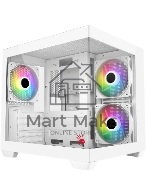 Компьютерный корпус Bloody CC-121 белый без БП mATX 7x120мм 1xUSB2.0 1xUSB3.0 audio
