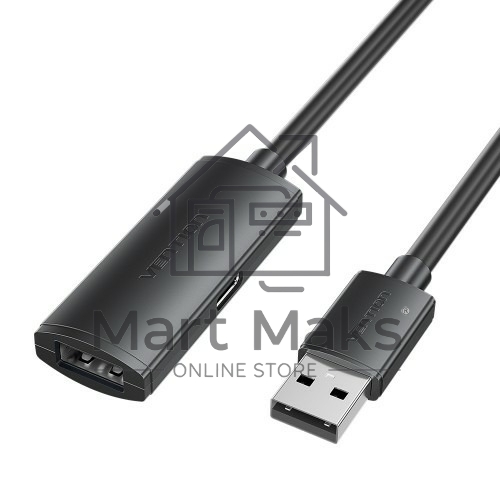 Активный кабель-удлинитель Vention USB 2.0 AM/AF с усилителем - 5м Черный