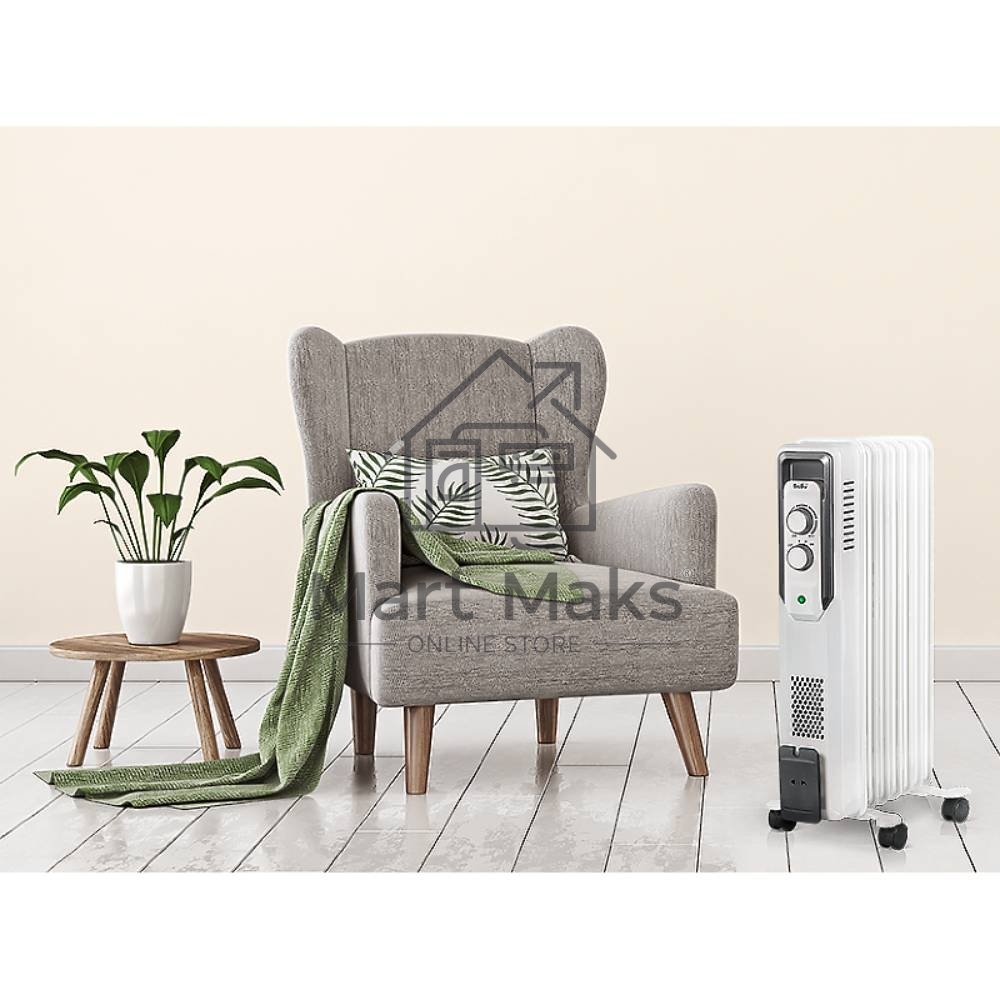 Масляный обогреватель Ballu CUBE BOH/CB-07W (7 секций), белый, 1500 Вт, 15 м2, механический термостат