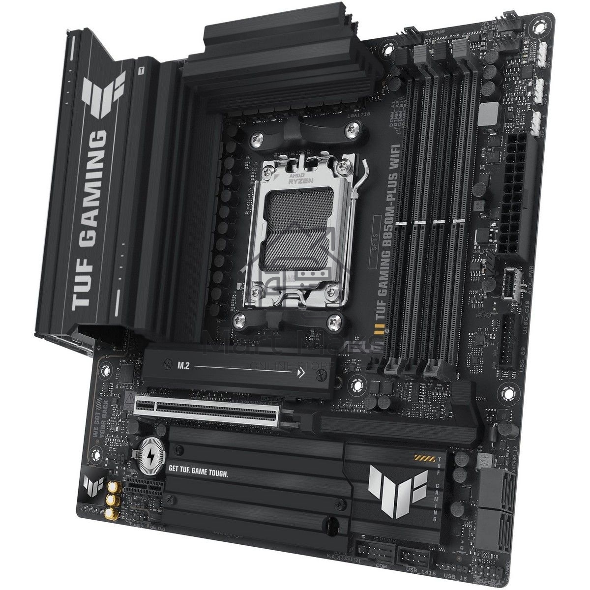 Материнская плата ASUS TUF GAMING B850M-PLUS WIFI, AM5, AMD B850, 4xDDR5, 4xSATA, 3xM.2, 1xPCIe 4.0 x16, 1xHDMI, 1xDP, 1x 2.5Gb LAN, 1xUSB-C 20Gbps, 3xUSB-A 10Gbps, 4xUSB-A 5Gbps, 4xUSB-A 2.0, 7.1, micro-ATX
