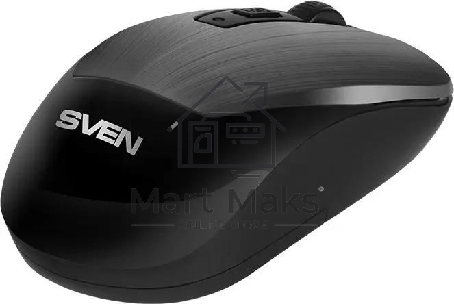 Мышь беспроводная SVEN RX-380W серый металлик, 1600 dpi, радиоканал, USB, кнопки - 4
