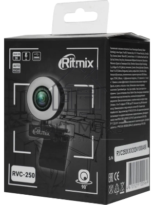 Веб-камера Ritmix RVC-250 2592x1944, 30 кадр/с, USB Type-A, микрофон, автоматическая фокусировка, универсальное крепление