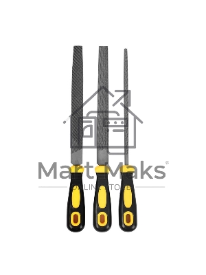 Набор напильников Deli DL352083 3шт инструментальная сталь T12, обрезиненная пластиковая рукоятка