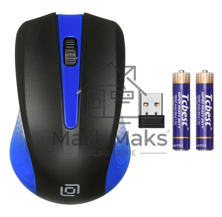 Мышь беспроводная Oklick 485MW черный/синий, 1200 dpi, радиоканал, USB, кнопки - 3
