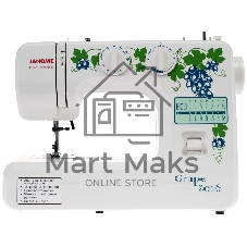 Швейная машина Janome Grape 2016 белый, электромеханическая, вертикальный качающийся, 15 операций, петля полуавтомат