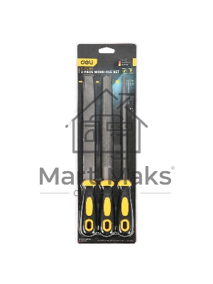 Набор напильников Deli DL352083 3шт инструментальная сталь T12, обрезиненная пластиковая рукоятка