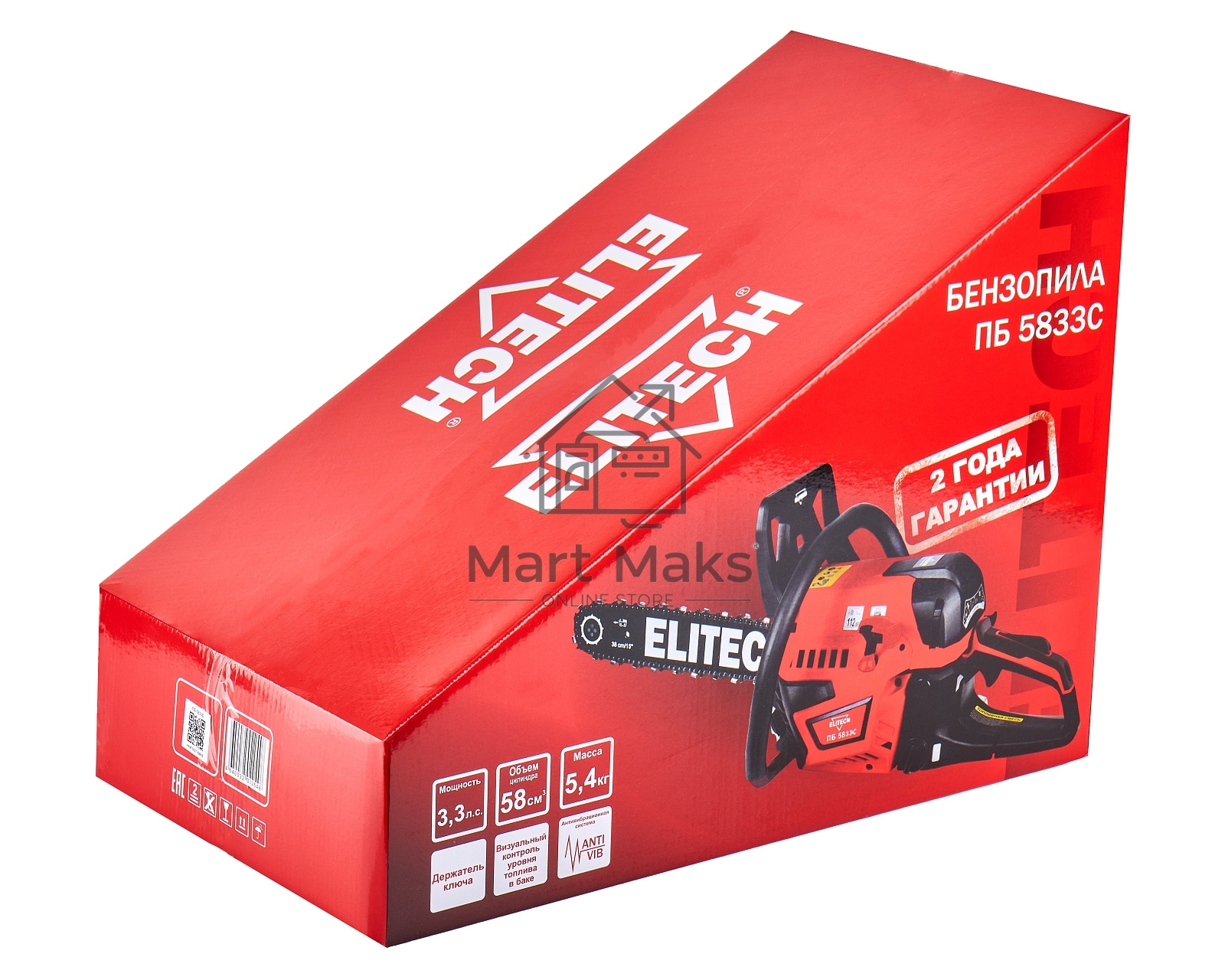 Бензопила Elitech ПБ 5833C (E1611.012.00) 2400Вт 3.3л.с. дл.шины:18