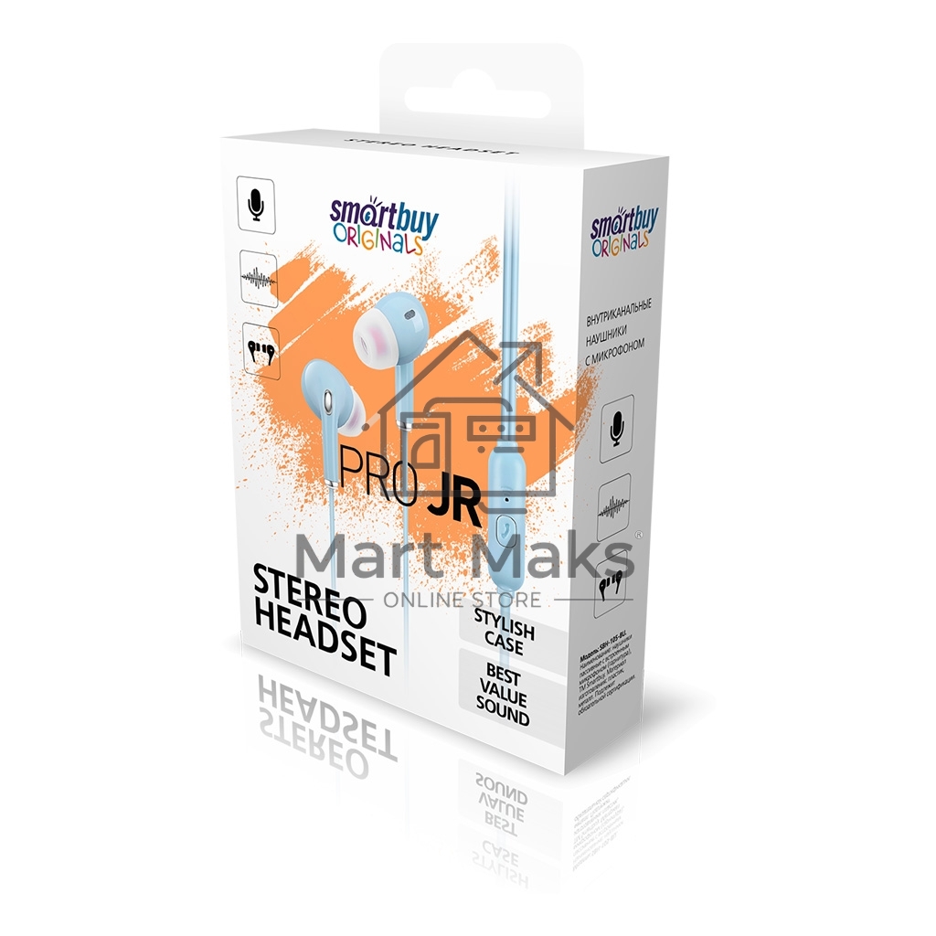Внутриканальная гарнитура Smartbuy Pro JR, голубая (SBH-105-BU)