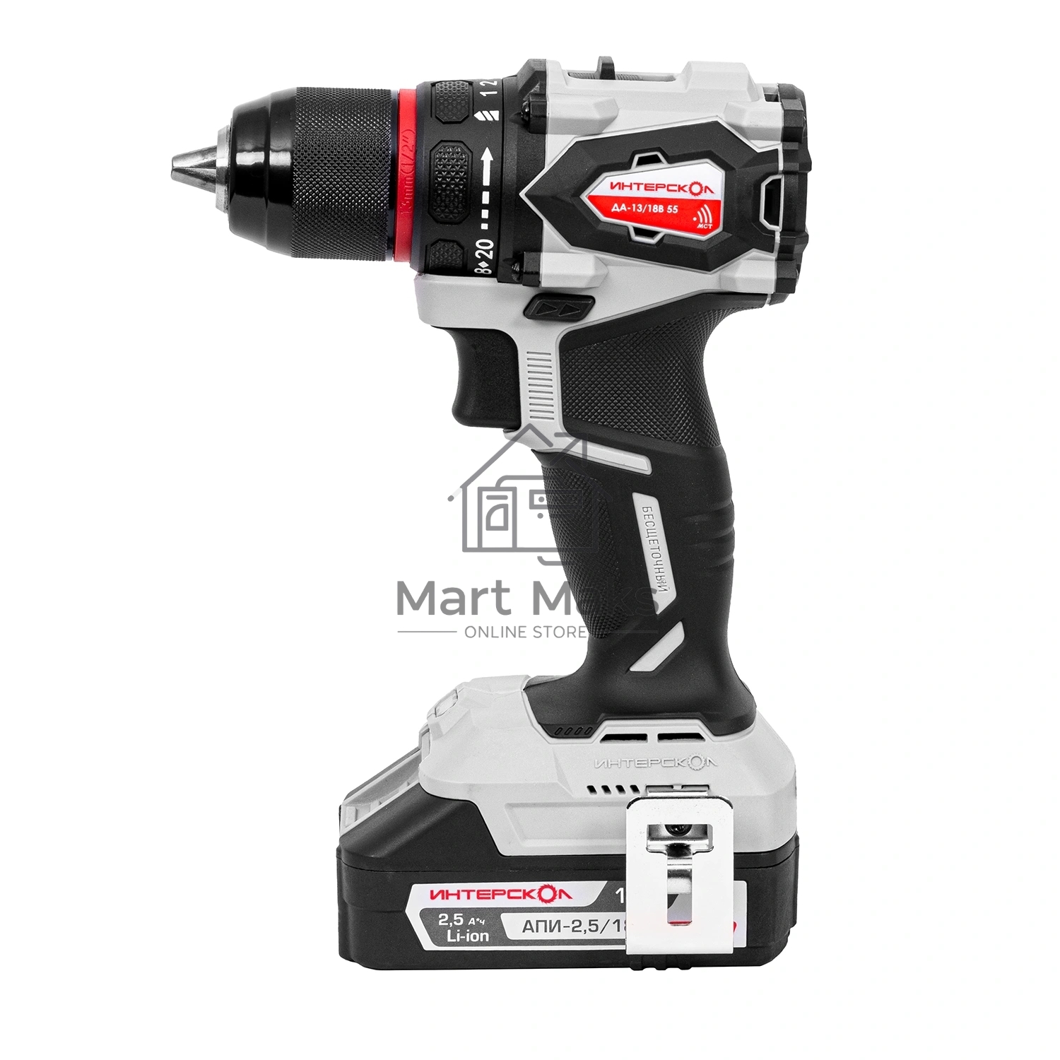 Дрель-шуруповерт Интерскол ДА-13/18В 55 без аккум. и ЗУ 600Вт аккум. патрон:быстрозажимной (952.0.0.70)