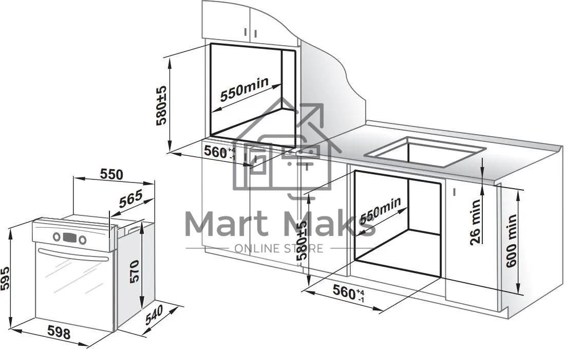 Духовой шкаф Gefest ЭДВ ДА 602-02 К64S, встраиваемый