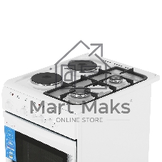 Плита комбинированная De Luxe 506022.03гэ(щ) ЧР-030 белый/черный, конфорок газовых 2 шт и электрических 2 шт, духовка 54 л, 50 см x 85 см x 60 см
