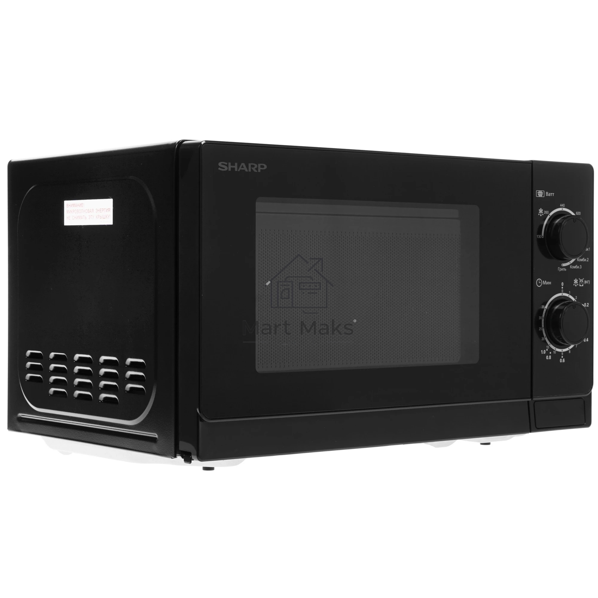 Микроволновая печь Sharp R-6000RK черный, 20 л, 800 Вт, переключатели - поворотный механизм
