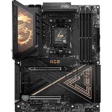 Материнская плата MSI MEG X870E ACE MAX, AM5, AMD X870E, 4xDDR5 (до 256 ГБ), 4xSATA, 5xM.2 (2xPCIe 5.0, 3xPCIe 4.0), 2xPCIe 5.0 x16, 1xPCIe x4, 1xHDMI, 1x5Gb LAN, 1x10Gb LAN, Wi-Fi 7, Bluetooth 5.4, 2xUSB-C 40Gbps (USB4), 2xUSB-C 20Gbps, 2xUSB-A 10Gbps, 7xUSB-A 5Gbps, 3x3.5 мм + S/PDIF оптический, 7.1, чёрный, с подсветкой, ATX