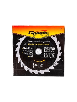 Пильный диск по дереву, ф180 х 22 мм, 40 зубьев Sparta