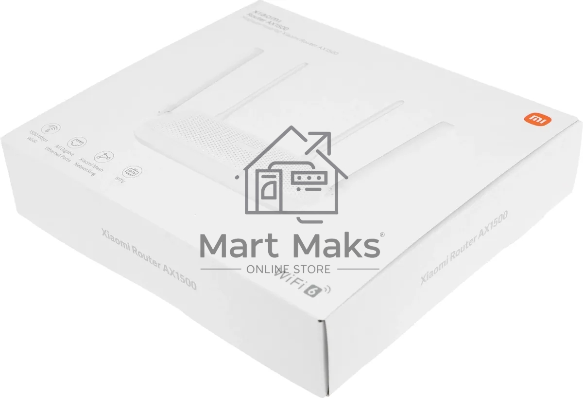 Роутер Wi-Fi Xiaomi Mi Router AX1500 RD12, 2.4/ 5 ГГц, до 1.5 Гбит/с, LAN 3x1 Гбит/с, WAN 1x1 Гбит/с