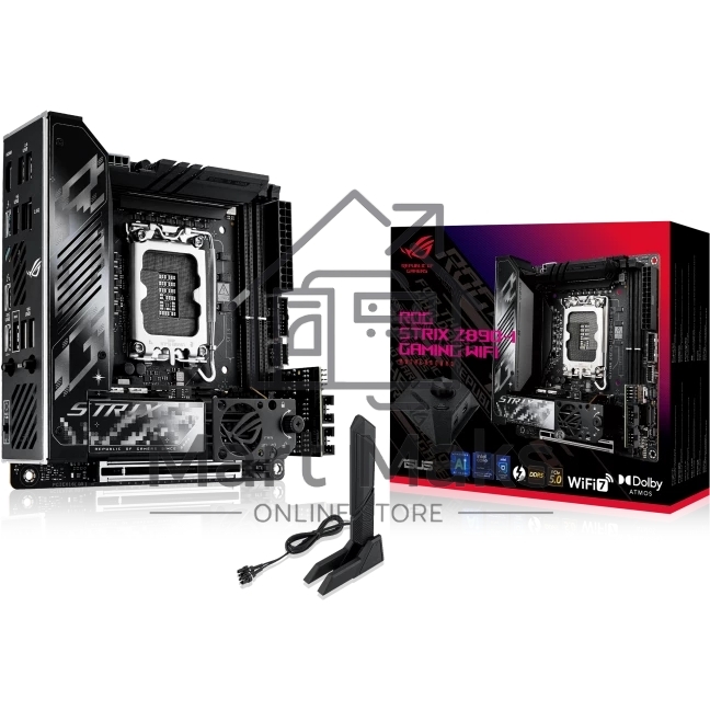 Материнская плата ASUS ROG STRIX Z890-I GAMING WIFI, LGA1851, Intel Z890, 2xDDR5, 2xSATA, 2xM.2, 1xPCI-E 5.0 x16, 1xHDMI, 2xThunderbolt 4, 1x2.5Gb LAN, 9xUSB-A, 1xUSB-C, 5.1, Mini-ITX