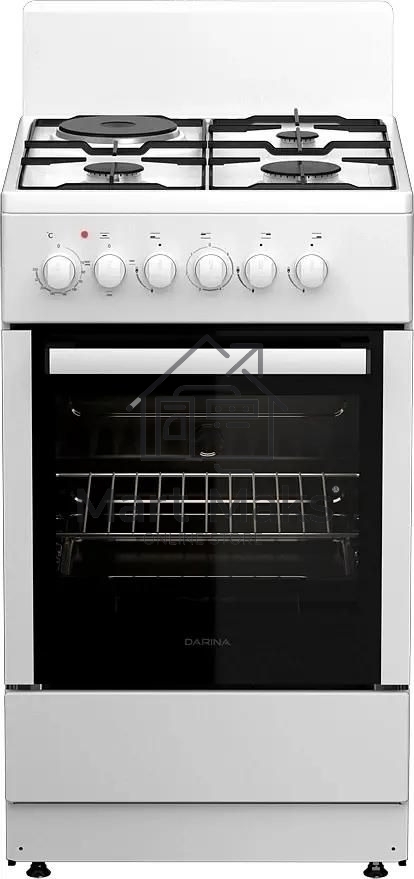Плита комбинированная Darina 1E КМ241 321 W белый, конфорок 3 газовых и 1 электрическая, духовка 50 л, 50 см x 85 см x 60 см