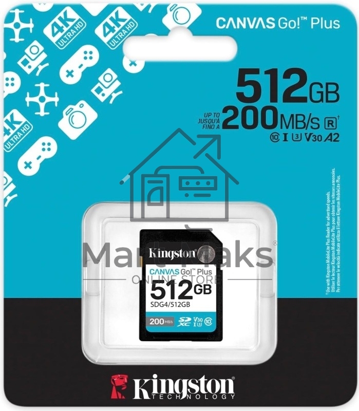 Флеш карта SDXC 512GB Kingston SDG4/512GB Canvas Go! Plus w/o adapter