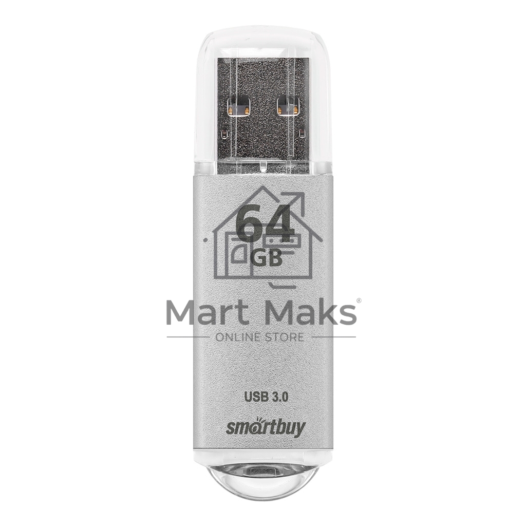 Флешка USB Smartbuy 64Gb,V-CUT SILVER (SB64GbVC-S3), 64Gb, USB 3.0, R/W 75/25, серебристый