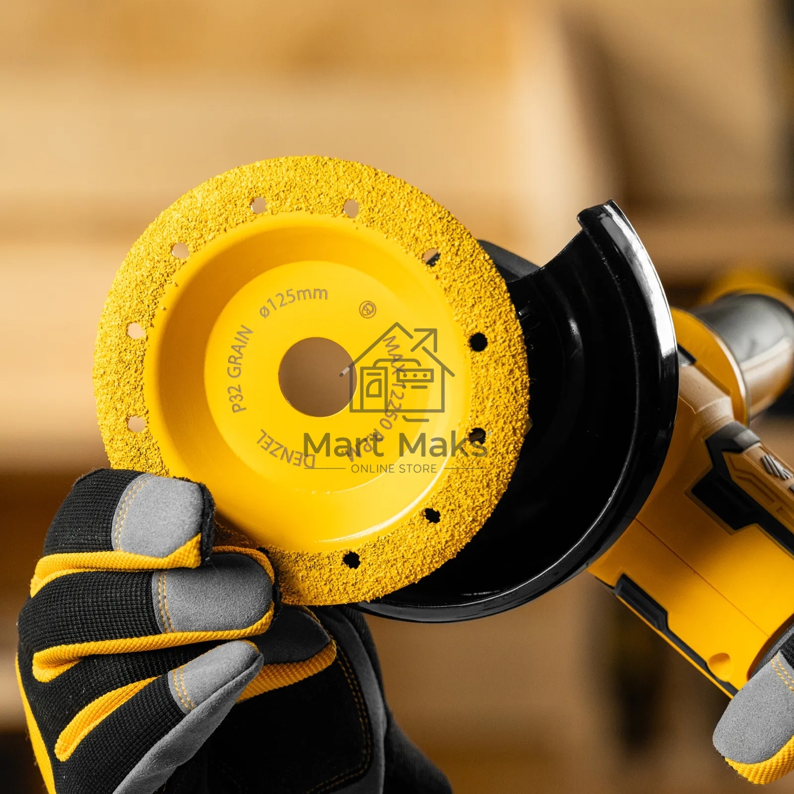 Чашка твердосплавная зачистная Denzel 125 мм, yаклонная, мелкое зерно #32