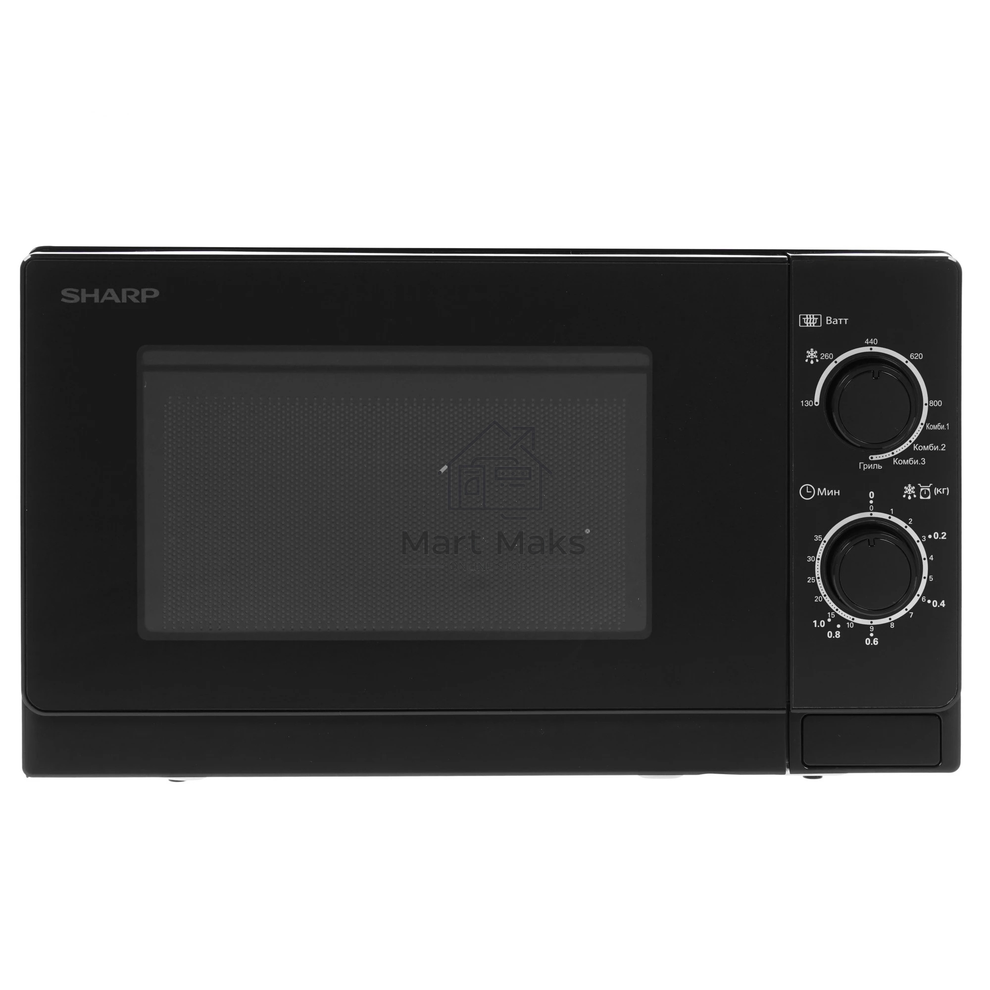 Микроволновая печь Sharp R-6000RK черный, 20 л, 800 Вт, переключатели - поворотный механизм