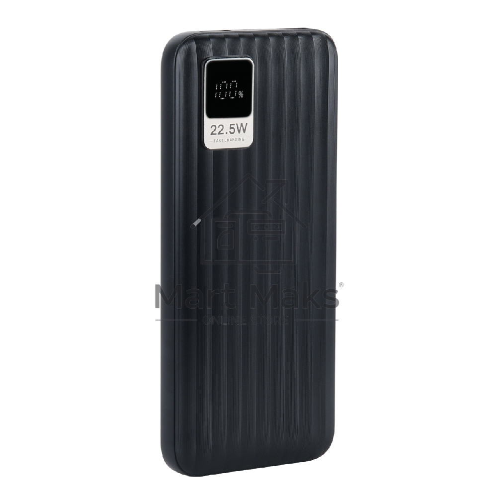 Портативный аккумулятор Perfeo Powerbank WATERFALL 10000 mAh/LED дисплей/PD + QC 3.0/Type-C/2 USB/Выход: 5A, max 22.5Wчерный (PF_E1469)