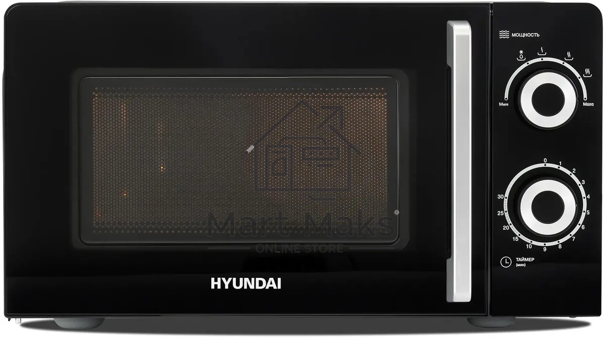 Микроволновая печь Hyundai HYM-M2054 черный/серебристый, 20 л, 700 Вт, переключатели - поворотный механизм