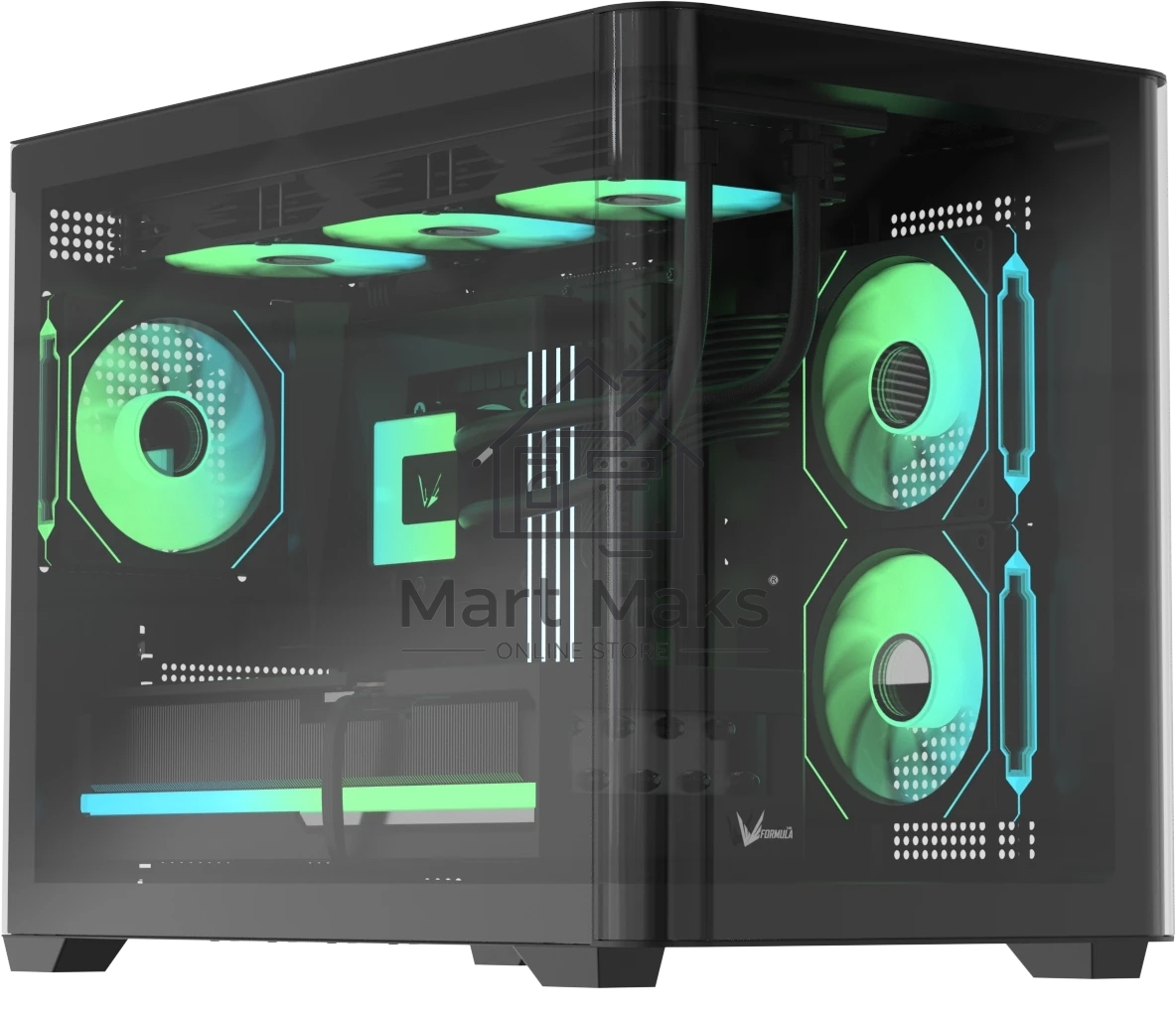 Компьютерный корпус AeroCool/Formula Crystal U2M Floe черный без БП mATX 1xUSB 3.0 1xUSB3.1 audio bott PSU