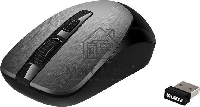 Мышь беспроводная SVEN RX-380W серый металлик, 1600 dpi, радиоканал, USB, кнопки - 4 Мышь беспроводная SVEN RX-380W серый металлик, 1600 dpi, радиоканал, USB, кнопки - 4