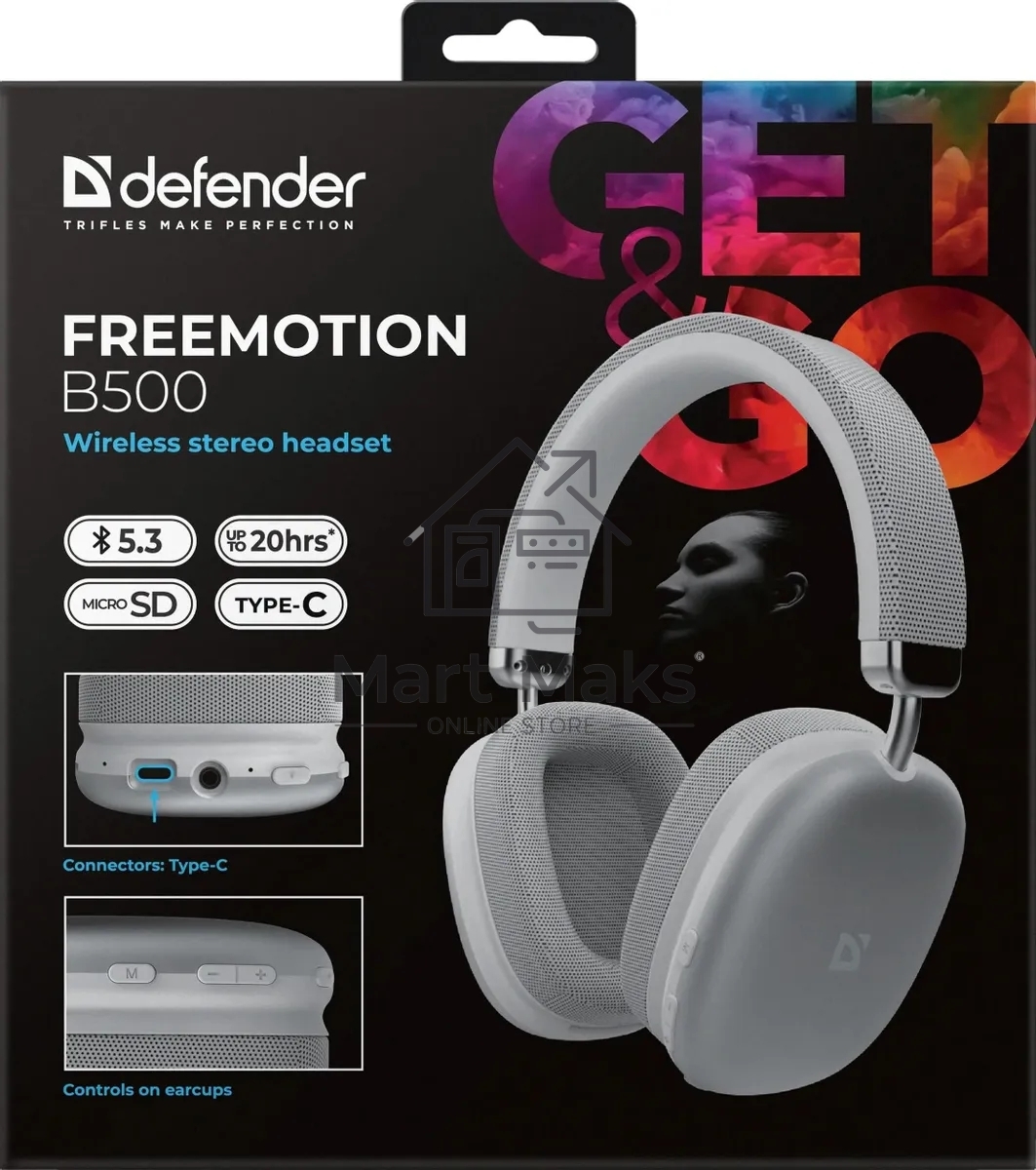 Беспроводная гарнитура DEFENDER (63503) FreeMotion B500 серебряный