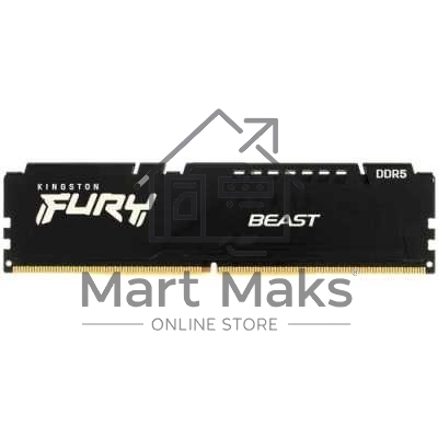 Оперативная память Kingston Fury Beast, DDR5, 8Gb (1x8GB), 5200MHz, CL40, DIMM, с радиатором, черный