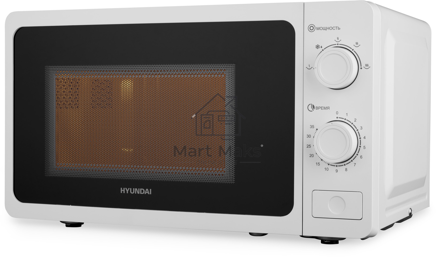Микроволновая печь Hyundai HYM-M2009 белый, 20 л, 700 Вт, переключатели - поворотный механизм