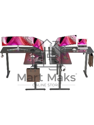 Стол для компьютера Cactus угловой подъемный столешница МДФ черный каркас черный 1600х1400х720х1180мм (CS-EDXL-BBK)