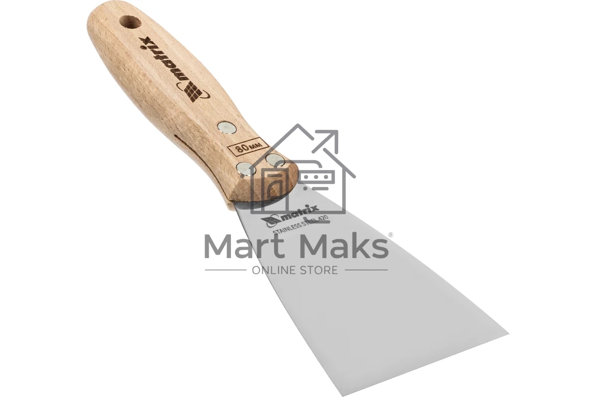Шпательная лопатка Matrix из нержавеющей стали, 80 мм, буковая рукоятка, EFP