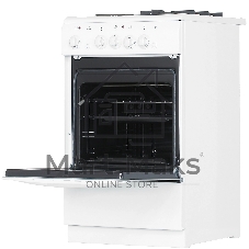 Плита комбинированная De Luxe 506022.03гэ(щ) ЧР-030 белый/черный, конфорок газовых 2 шт и электрических 2 шт, духовка 54 л, 50 см x 85 см x 60 см